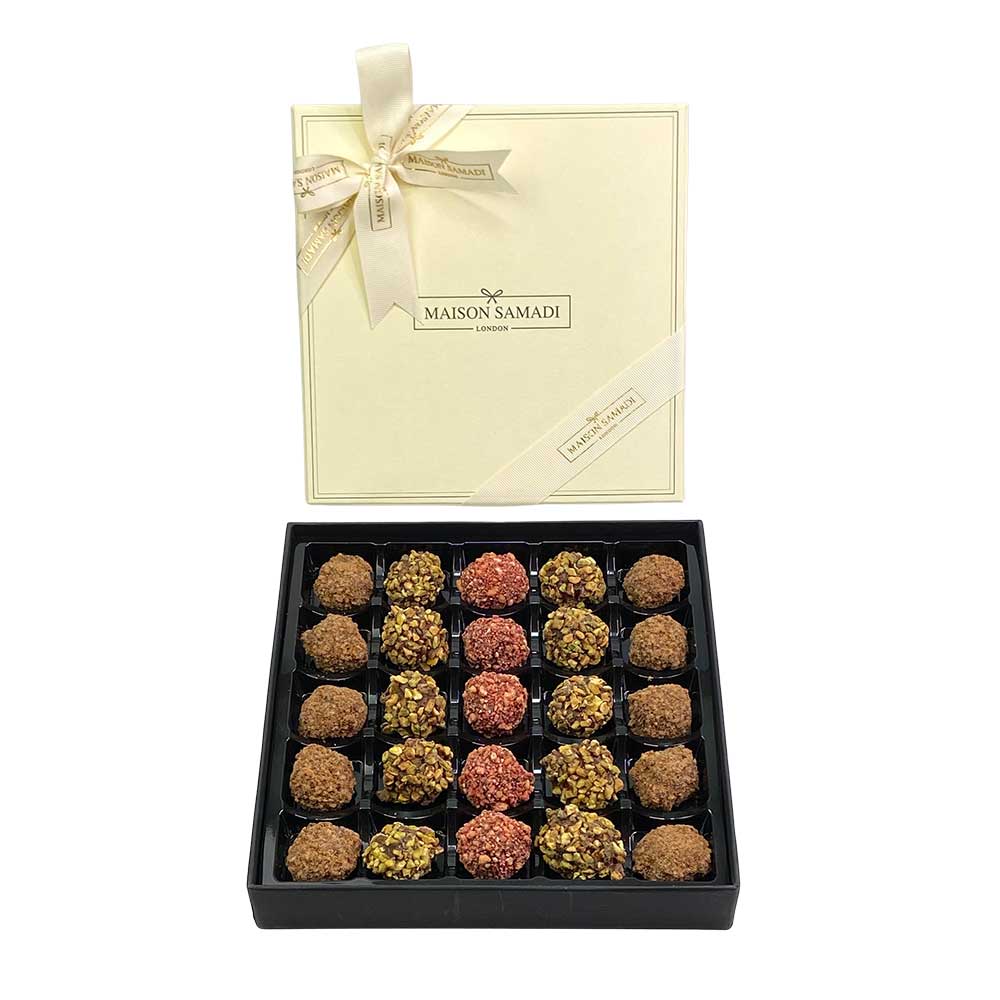 Assorted Praline Chocolate Truffles in Gift Box, Large, 25 pieces