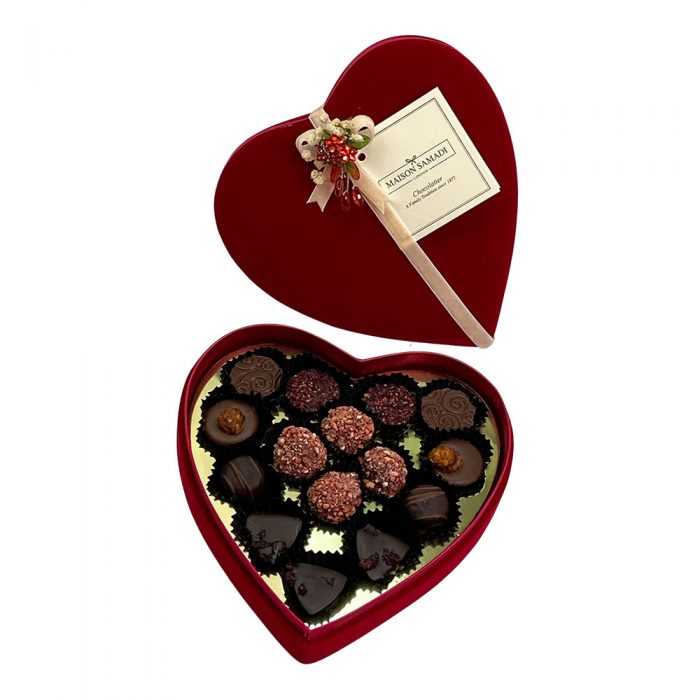 Assorted Couture Chocolate In A Luxury Velvet Heart Gift Box, 15 pieces Valentine