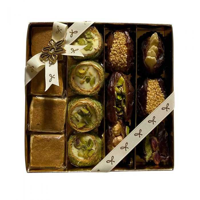 Assorted Baklava & Stuffed Dates Gift Box, 14 pcs