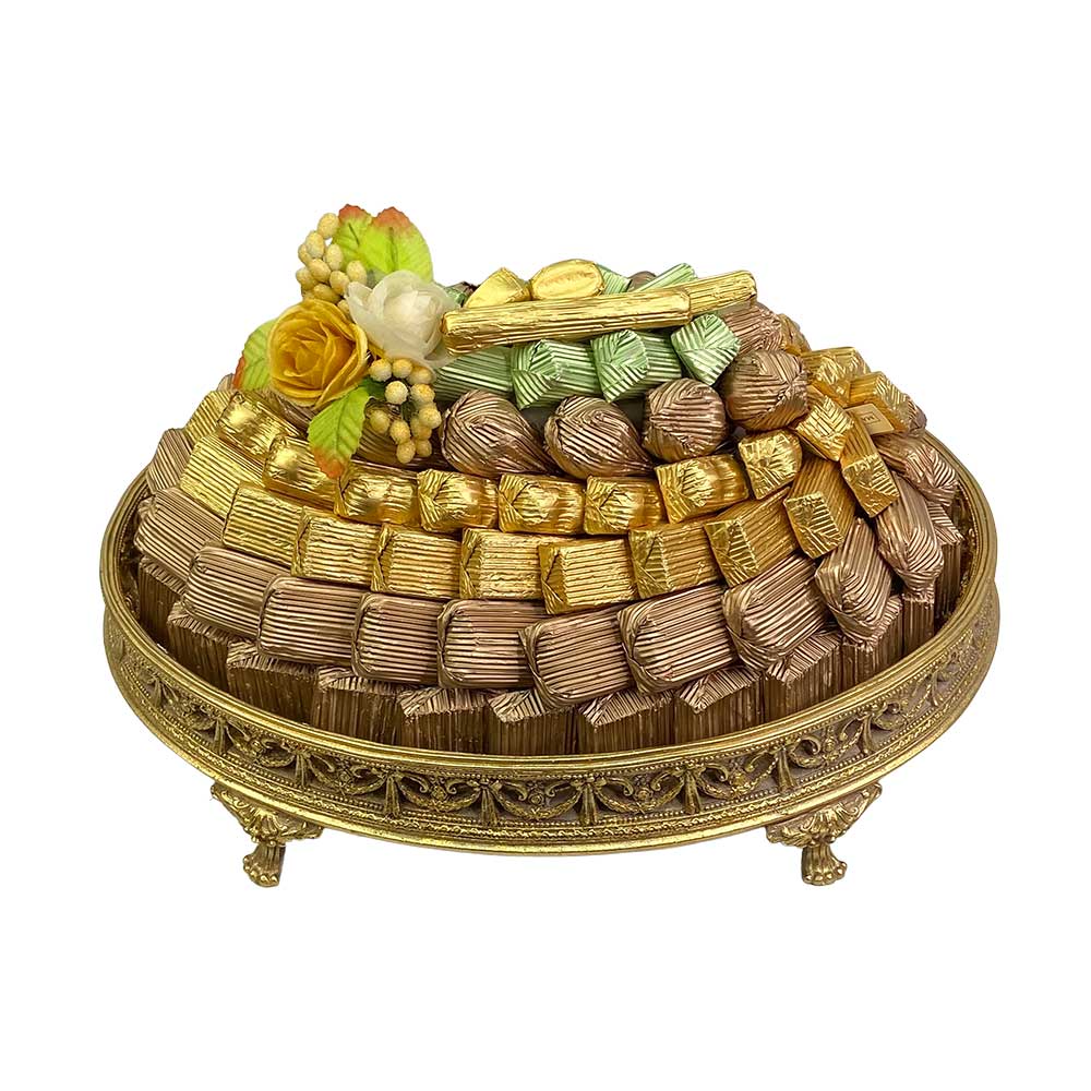 Luxury Assorted Chocolate On Gold Tray, Medium
