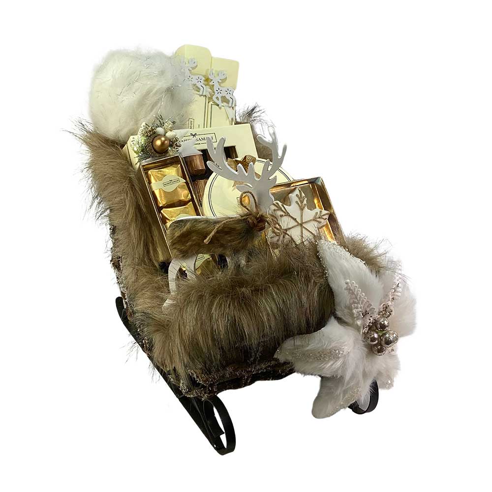 White Xmas Sleigh Christmas Arrangement