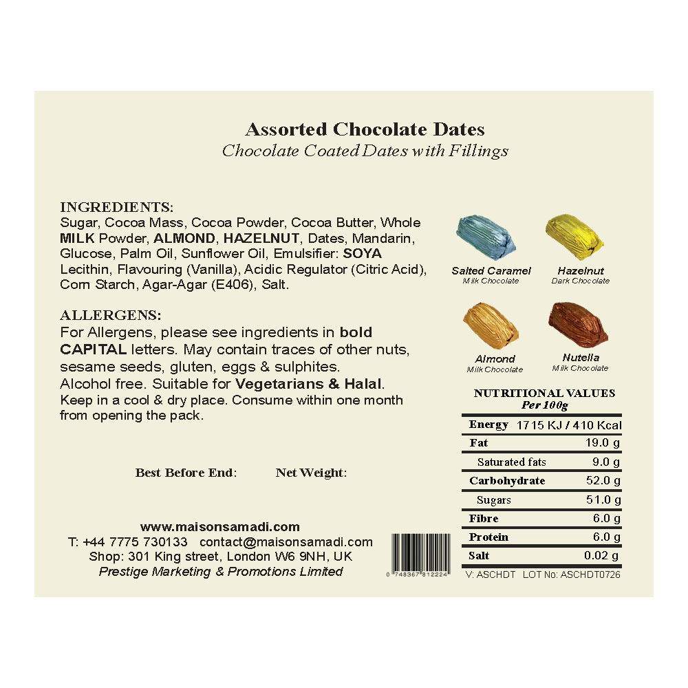 Assorted Chocolate Coated Stuffed Dates, 16 pcs 2 Assorted Chocolate Coated Stuffed Dates, 16 pcs - Image 2