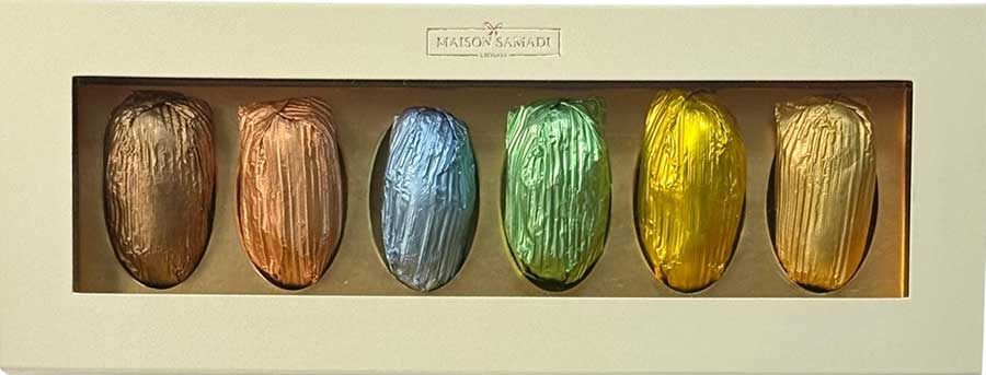 Assorted Chocolate Coated Stuffed Dates 6 pc b