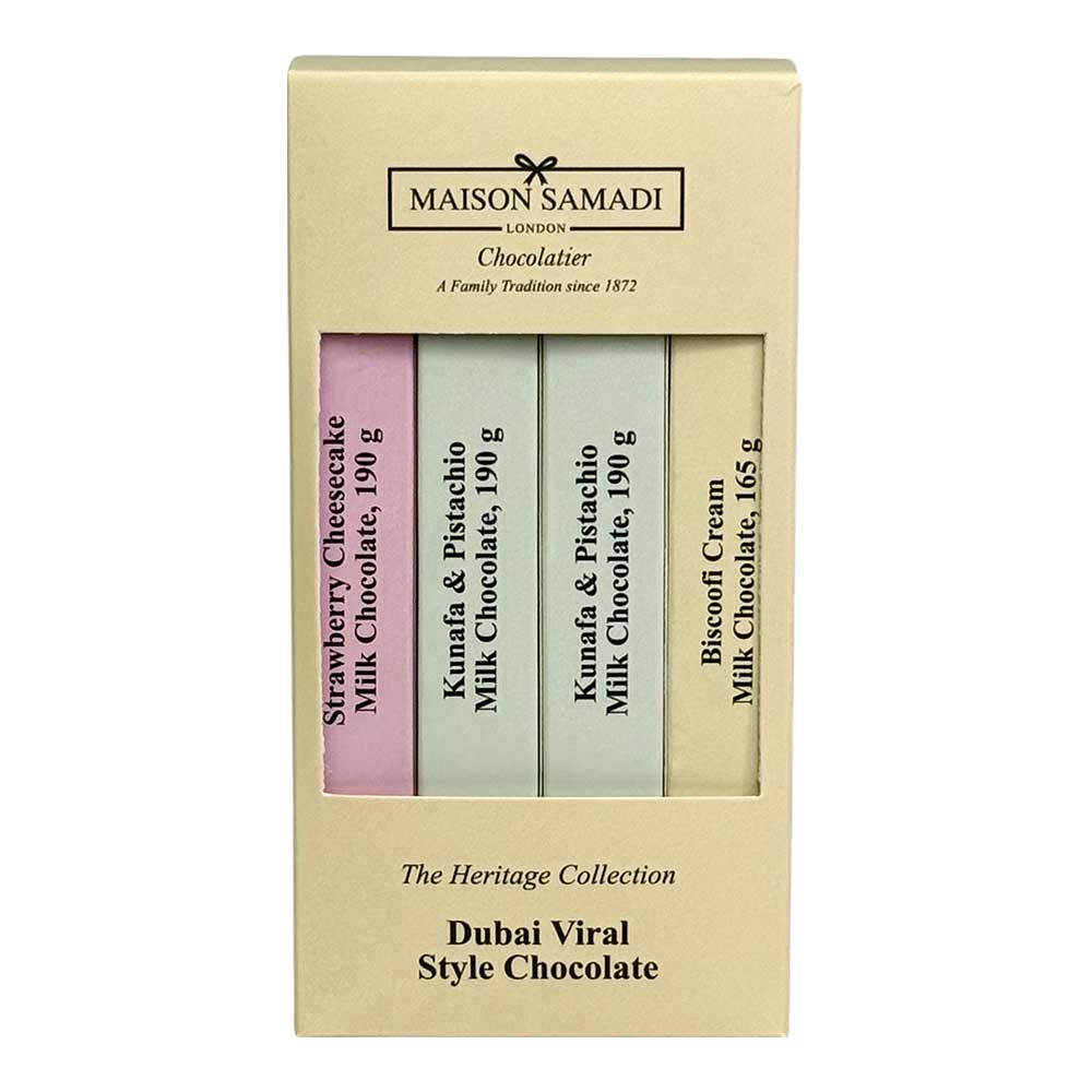 Double Kunafa Dubai Viral Style Chocolate Bars Collection Gift Box, 4 Bars, 760 g