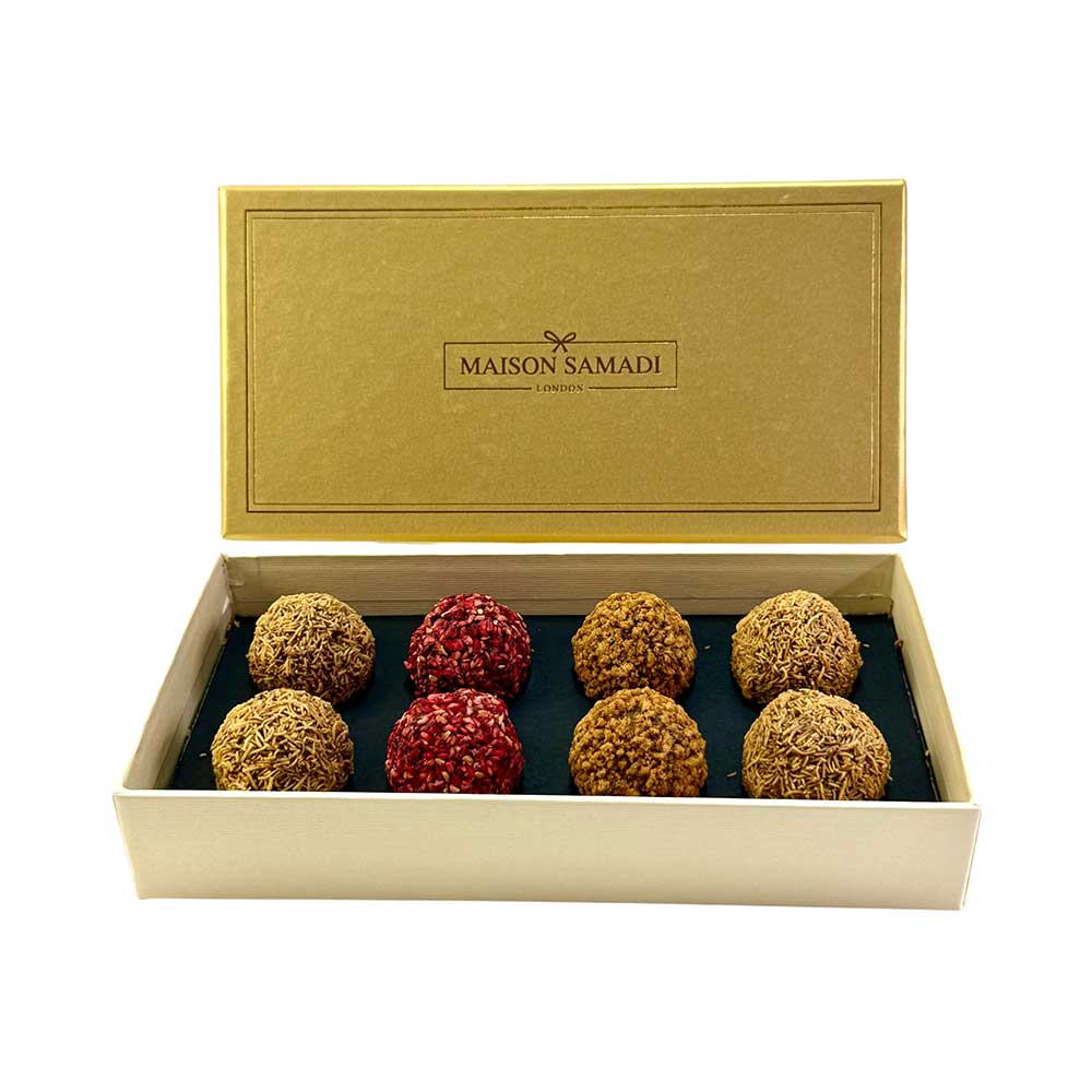 Dubai Viral Style Chocolate Truffles: Kunafa, Biscoofi, Strawberry Cheesecake & Praline, 8 pcs
