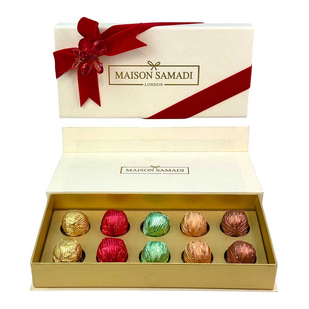 Assorted Chocolate Truffles, 10 pcs in a Magnetic Lid Valentine's Day Gift Box